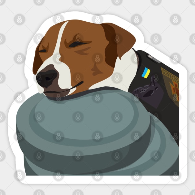 Tired rescue dog PATRON Sticker by HelenSokolovaDesign